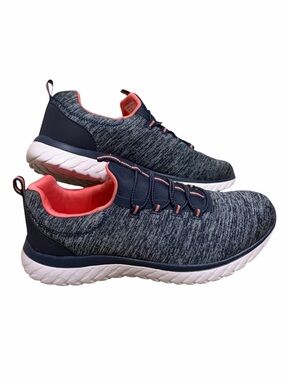 ATHLETIC WORKS Navy & Pink Bungee Slip On Sneakers (Wide Width) NWOT